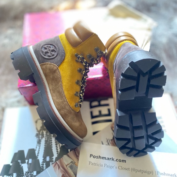 Tory Burch Miller Leather Lace-Up Hiking Boots - Picture 6 of 12